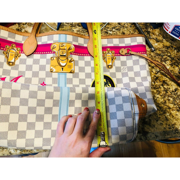 Louis Vuitton Neverfull MM Portofino Damier Azur Summer Trunk Bag Purse Rare LTD - Picture 14 of 16